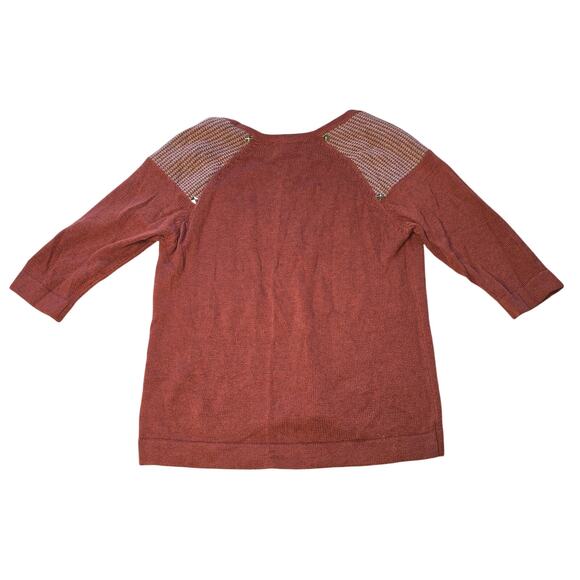 Shae Sweater Womens Medium Brick Red V Neck Stud Detail Pullover Top Everyday - Picture 2 of 9